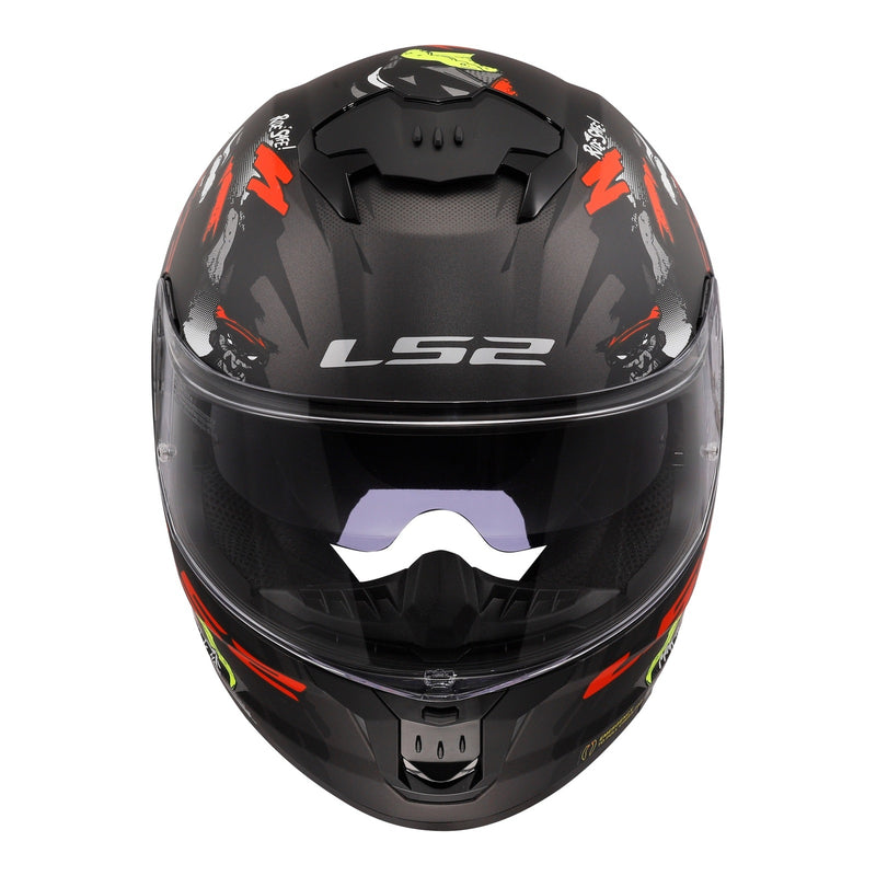 LS2 FF808 Stream II Angry Monkey Helmets - Matte Black / Red 06