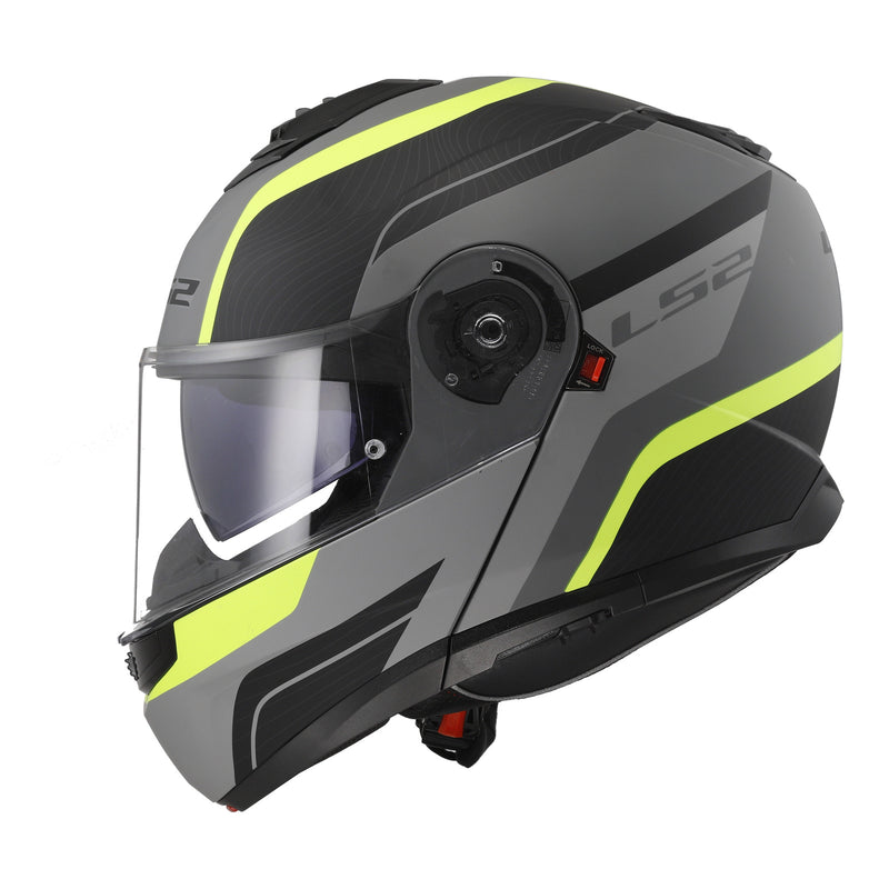LS2 FF908 Strobe II Monza Flip Front Helmets - Matte Black / Hi-Vis Yellow 06
