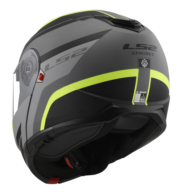LS2 FF908 Strobe II Monza Flip Front Helmets - Matte Black / Hi-Vis Yellow 06