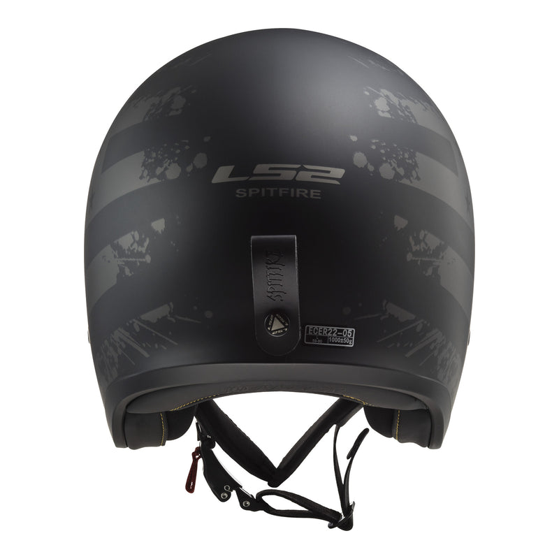 LS2 OF599 Spitfire II Flag Helmet - Matte Black 06