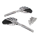 Whites Mirror - Universal Skeleton Hand Chrome / Black Harley (Pair)