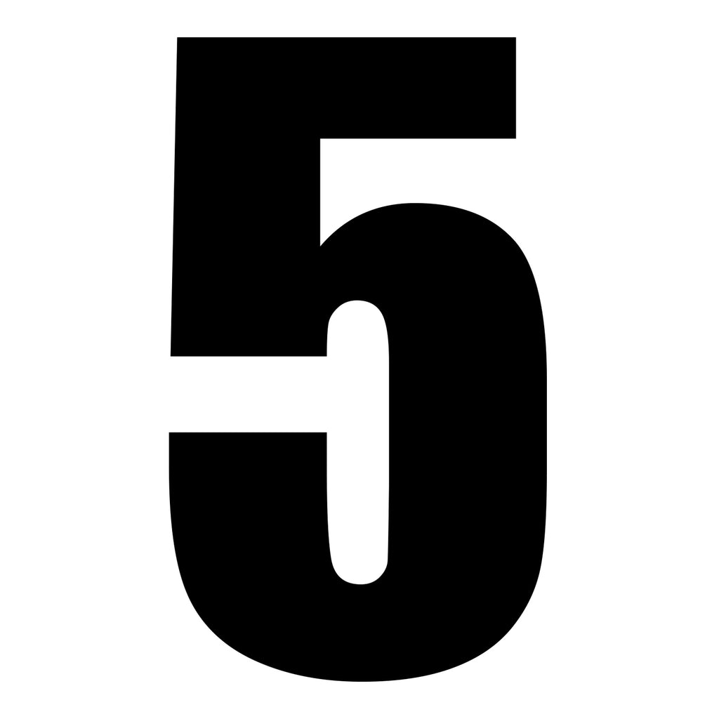 Whites Race Number Black #5 (10 Pack)