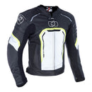 Oxford Strada Leather Jacket - Black / White / Fluro