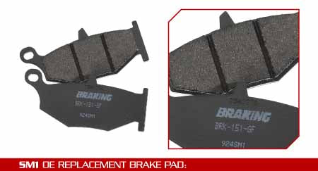 The BRAKING SM1 ATV/Off Road OE replacement brake pad has a semi metallic compound and performs best at lower temperatures