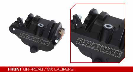Braking's supermoto calipers have a universal, floating design that fits all applications just by combining it with the correct caliper relocation bracket